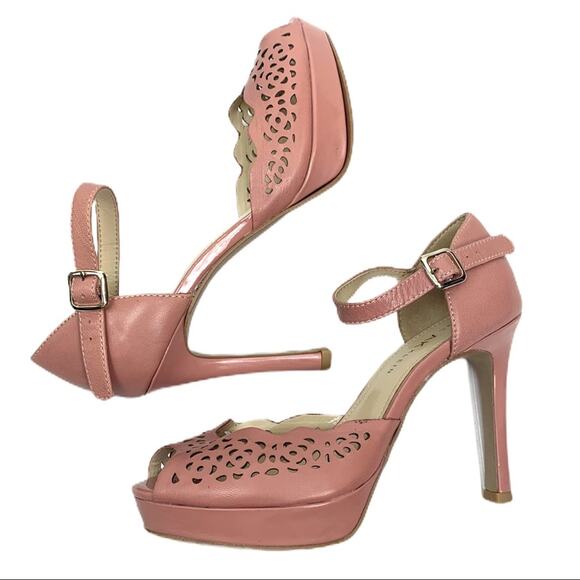 Anne Klein Women's Heels Spontayne Cutout Platform Ankle Strap Pink Rose Size 7M - Picture 2 of 9